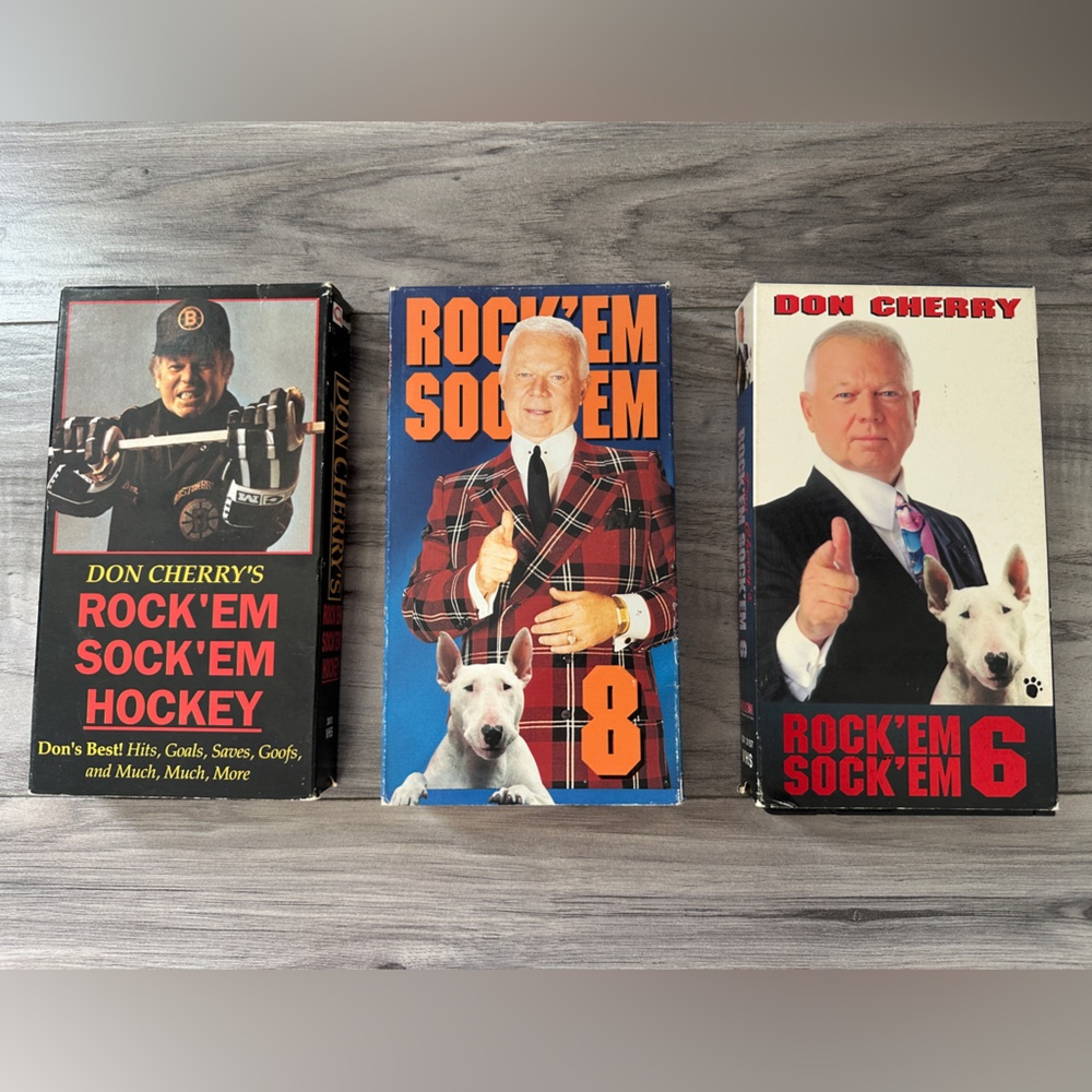 3 NHL Don Cherry Rock ‘Em Sock ‘Em  VHS Tapes